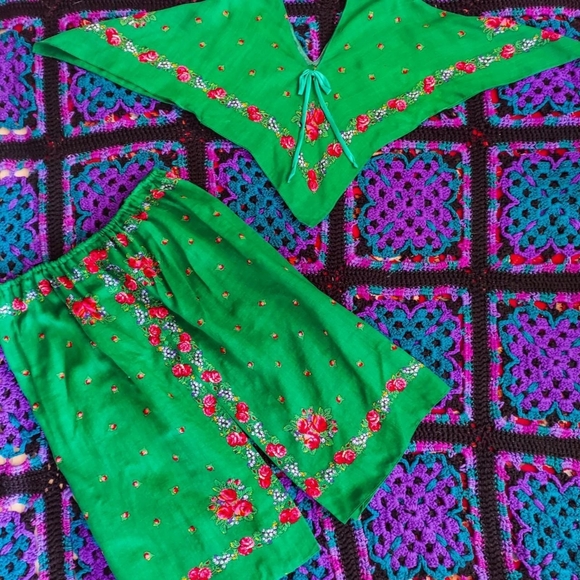 Vintage Scarf Handkerchief Hem Skirt Crop Top Two Piece Matching Co-Ord Set - Picture 2 of 7